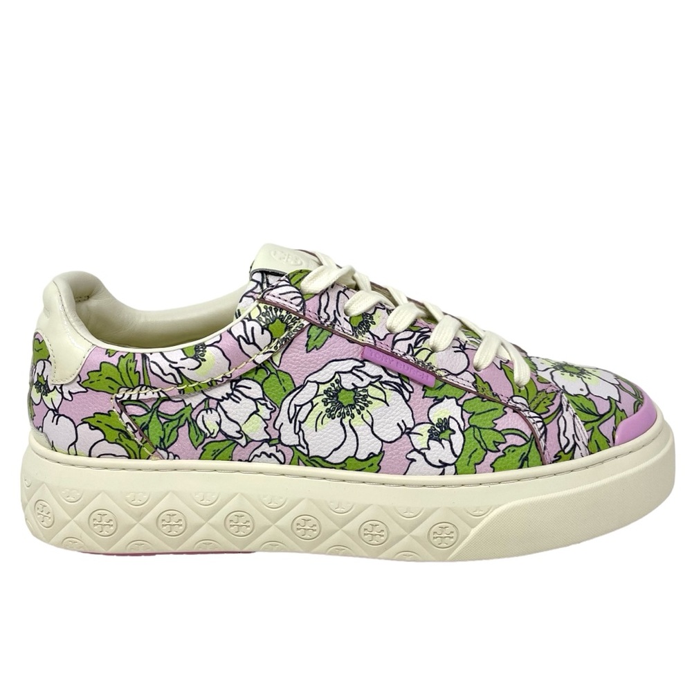 Tory Burch Ladybug Sneaker in Purple Bold Flowers / Oyster Size 9 New